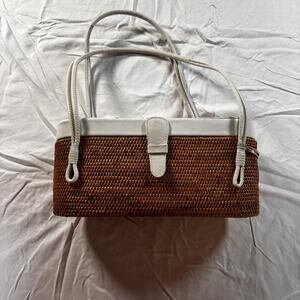 Vintage Y2K 90s Elliot Luca Basket Woven Leather Bag With Beading